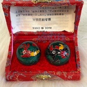 Vintage Colorful Baoding Balls in Red Box